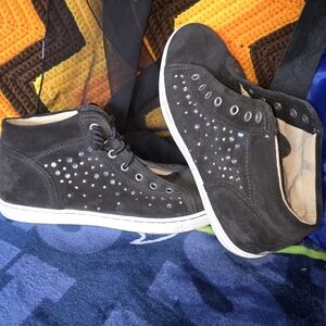 UGG Black Suede High-Top Sneakers with Rhinestone Studded Accents